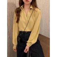 ราคา เสื้อแขนยาว ผ้าซาติน คอปกมี 7 สี อก 40"ยาว 24" (11486075754)