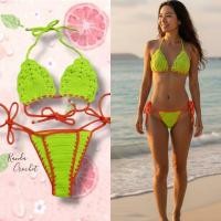 ราคา (พร้อมส่ง) บิกินี่ถักโครเชต์ ไม่มีฟองน้ำ 100%Handmade :: Crochet bikini (25141346548)