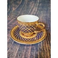 ราคา แก้วมัค ถ้วยกาแฟ เบญจรงค์ถมทอง ลายพิกุลใบพัด (22450295028)