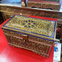 ราคา หีบสมบัติ กล่องเล็ก 13cmx25cmx15cm งานเดินเส้นทำเก่าติดกระจกสี (13256928245)