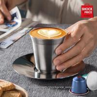 ราคา ☕แก้วกาแฟแคปซูล เนสเพรสโซ่ Nespresso แก้วสแตสเลสสองชั้น พร้อมจานรอง ช้อนคน (6206522533)