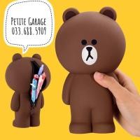 ราคา กล่องใส่ปากกาซิลิโคนหมีบราวน์ (55756107991)