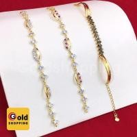 ราคา สร้อยข้อมือทองพลอยคริสตัล ทองไมครอน ทองหุ้ม ทองชุบ ทองปลอม ความยาว 7 นิ้ว (7447671797)