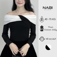 ราคา BigSize Ladys White Twisted Long Sleeve Off-Shoulder Cotton T-Shirt, Nabi 369 Slim Form Off-Shoulder T-Shirt (47756120737)