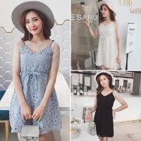 ราคา เดรสออกงาน เดรสไปงานแต่ง เดรสลูกไม้ [ครีม,ฟ้า,ดำ] (4921975495)