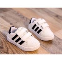 ราคา รองเท้าผ้าใบเด็ก สีขาวคาดดำ ทรง Adidas superstar (65467640)