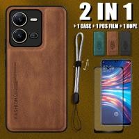 ราคา 2 IN 1 เคสหนังหรูหรา พร้อมตัวป้องกันหน้าจอเซรามิค และเชือกปรับได้ สําหรับ VIVO V25 V25e (20977982277)