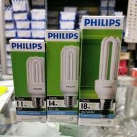 ราคา หลอดตะเกียบ​ หลอดจีนี่ หลอดประหยัดไฟ​ PHILIPS​ 8W, 11W, 14W และ 18W ขั้ว​ E27​ (2304832541)