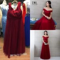 ราคา ชุดราตรี สีแดงเลือดหมู แดงเข้ม แดงเบอกันดี ชุดเดรสสีแดง แดงเรดไวน์ (1834702169)