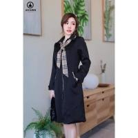 ราคา Tag : Aiyarin Brand เดรสสั้นสีดำคอปก กระดุมหน้าแถบลายบลูเบอรี่ (Size 2XL) (19132568809)