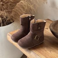 ราคา รองเท้าบูทหนังกลับเด็กสไตล์เกาหลีย้อนยุค หนังบุขน รองเท้าบูทพื้นยางกันลื่น นุ่มสบาย (52503942912)