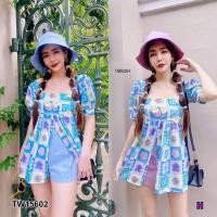ราคา เสื้อแขนตุ๊กตา ลายดอก จั๊ม ผ่าหน้า + กางเกงขาสั้น + หมวก เซต 3 ชิ้น (11821263025)