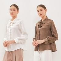 ราคา SIMPLICITY เสื้อเบลาส์ผ้าซาตินผูกคอสีทอง (47856168681)