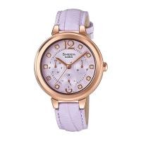 ราคา Casio Sheen นาฬิกาข้อมือผู้หญิง สายหนังแท้ รุ่น SHE-3048PGL-6A - สีม่วง (1489777436)