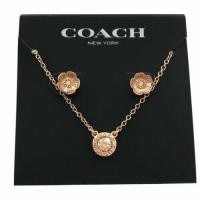 ราคา พร้อมส่ง ของแท้ Coach Open Circle Necklace And Tea Rose Stud Earrings Set (19537297342)