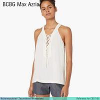 ราคา USED BCBG Max Azria - Cream Lace Up Tank Top | เสื้อแขนกุดสีครีม เสื้อร้อยเชือก คอวี ทรงใหญ่ สีพื้น สายฝอ แท้ มือสอง (48506191411)