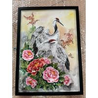ราคา ภาพมงคลเสริมโชคลาภ ภาพวาดนกกระเรียนคู่ ภาพวาดสีน้ำขนาดA3/29.7x42cm พร้อมกรอบกระจก แขวนได้ตั้งได้ แข็งแรงสวยงาม เสริมมงคล (40756998865)