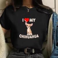 ราคา เสื้อยืดลายชิวาว่าน่ารักสำหรับผู้หญิง เสื้อยืดพิมพ์ลาย "I Love My Dog" ชิวาวา เสื้อยืดแขนสั้นลายสวยน่ารักสำหรับผู้หญิง เ (53056029464)