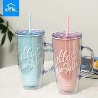 ราคา HAP503 แก้วพลาสติก 2 ชั้น WITH HANDLE สีชมพู สีฟ้า Lock&Lock 720ml (44705712018)