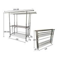 ราคา ราวตากผ้าสแตนเลสพับได้ 3 พับ ปรับระดับสูงต่ำได้ 3 ระดับ (105-162 cm) ท่อบนดึงออกได้สองฝ่าง (23983050922)