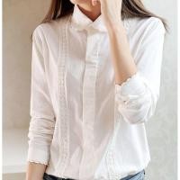 ราคา พร้อมส่ง ของใหม่ เสื้อเชิ้ตสีขาว แขนยาว แต่งลูกไม้ (1693020774)