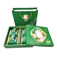 ราคา เทศกาลไหว้พระจันทร์ กล่องชามหยกเขียวแดง 4 ใบ (25629561224)