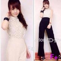 ราคา ราคา 280 บาท จั้มสูทขายาว คอเต่า เนื้อผ้าโฟร์เวย์ตัดต่อผ้าลูกไม้ งานสวยมากๆๆ มีซิปหลัง เอวยืดสม๊อ (10363989)
