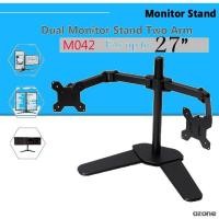 ราคา M042 Dual LCD LED TV Monitor Stand Two Arms Desk Mount สูงสุด 27 นิ้ว (45303623487)