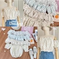 ราคา ♦️DOODEE2♦️เสื้อปาดไหล่ แขนตุ๊กตา จั้มเอว (18569103057)