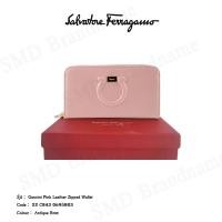 ราคา Salvatore Ferragamo กระเป๋าสตางค์ใบยาว รุ่น Gancini Pink Leather Zipped Wallet Code: 22 C843 0695803 (27421738628)