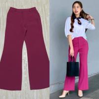 ราคา กางเกงยูนิโคล่ ขาม้า ผ้าชีฟองเนื้อทรายเบาพริ้วเอว 27-28 นิ้ว(64cm)สีชมพู ซิปหน้า มีหูเข็มขัด (41611553516)