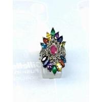 ราคา แหวนเงินแท้925พลอยนพเก้าczหน้าแหวนใหญ่ (55003855708)