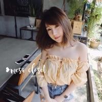 ราคา New in เสื้อปาดไหล่แขนจั้มระบายแต่งเชือกผูกด้านน่า (416869730)