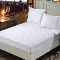 ราคา sasa-002 ชุดผ้าปูที่นอน สีพื้น ลายริ้ว 5 ฟุต 5 ชิ้น เกรด premium โรงแรม (3444053295)