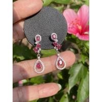 ราคา ต่างหูทับทิมเจียระไน เนื้อแก้วสีสวยสดฉ่ำ แดงเลือดนก (24813816405)