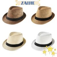 ราคา ZAIJIE24 หมวกฟางปานามาแฟชั่นปีกกว้างชายหาดคาวบอยหมวก Fedora (44001722435)