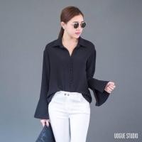 ราคา เสื้อเชิ้ตสีดำแขนกระดิ่งดำ (86705978)