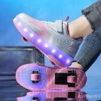 ราคา พร้อมส่ง รองเท้าผ้าใบ รองเท้าสเก็ต ล้อคู่ มีไฟ LED ขนาดใหญ่ สําหรับเด็ก และผู้ใหญ่ (26441248425)