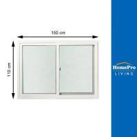 ราคา HOFFEN หน้าต่างบานเลื่อน UPVC S-S มุ้ง 150X110 ซม. สีขาว จัดส่งโดย HomePro (23762766459)
