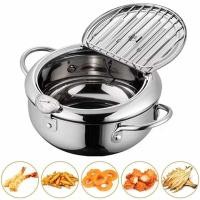 ราคา C ANYOHOE 304 Stainless Steel Deep Fryer Pan With Thermometer Kitchen Tempura Deep Fryer Pot For Ch (47902537888)