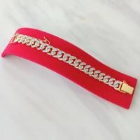 ราคา สร้อยข้อมือแฟชั่นผู็หญิงและผู้ชายเลสจิกเพชร CZ เต็มเส้น ชุบทองไมครอนหน้าทองคำขาว หนัก 3 บาท กว้าง 1.2 cm (10425180593)