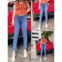 ราคา atom jeans กางเกงยีนส์ทรงบอย สีสโนว์ยีนส์ เอวกลาง ผ้าไม่ยืด (12521701101)
