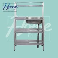 ราคา HOMENINE ซิ้งค์ล้างจาน อ่างล้างมือ อ่างล้างจานอลูมิเนียม 3ชั้น กลาง มีแผงบน (27112156361)