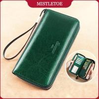 ราคา วัวท่องเที่ยวที่หรูหราซิปหนังแท้กระเป๋าสตางค์โทรศัพท์ยาวสำหรับผู้หญิงสีเขียวสีแดง Anti RFID (52250272933)