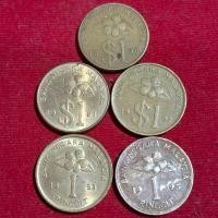 ราคา เหรียญมาเลเซีย $1 รุ่นเก่า ชุด 5 เหรียญ คละปี สวย หายาก รายการ 26 (28282754365)