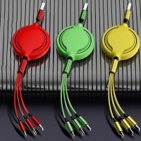 ราคา ส่งไวจากไทยX06ราคาต่ำสุด59บาท หดได้ สายชาร์เร็วจ 4.8 สีหวาน 3 In 1 สำหรับ IPhone Type-c Micro Android (11548613382)