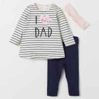 ราคา ชุดลายทางสําหรับเด็กผู้หญิงพร้อมผ้าโพกหัว H&M ของแท้ ขนาด 6/9m ถึง 1/2-2y (43858819885)