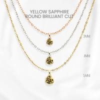ราคา สร้อยคอบุษราคัมแท้ (Yellow Sapphire) กลมฝังหุ้มมินิมอล เงินแท้ 925 ชุบทองคำขาว/ทอง /โรสโกลด์ จี้พลอย GEORGE Jewelry (53856336949)