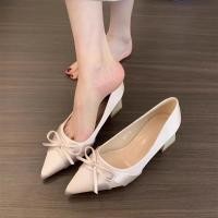 ราคา Classy ซาติน Pointed Toe รองเท้าผู้หญิง 2025 สไตล์ใหม่ฤดูใบไม้ผลิฤดูใบไม้ร่วงหวานโบว์เกาหลีรุ่นปากตื้น Commuter รองเท้ารองเท้าส้นสูง (52704564973)