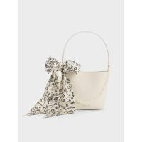 ราคา กระเป๋า charles & keith รุ่น Alcott Scarf Bucket Bag - สี Cream งานมือสอง ไม่มีตำหนิ (26974035791)